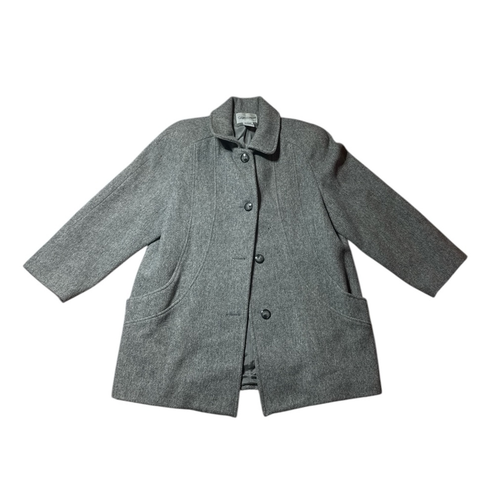 Vintage 1990s Womens Gray Cabin Creek Wool Peacoat Jacket 12P Medium Large